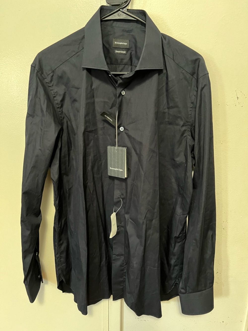 Ermenegildo Zegna Black Navy Trofeo Comfort Dress Shirt